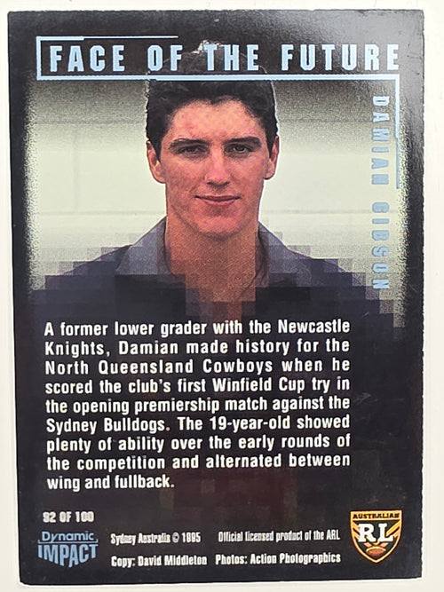1995 Dynamic Series 3 Winfield Cup Tribute #092 Damien Gibson North Queensland Cowboys