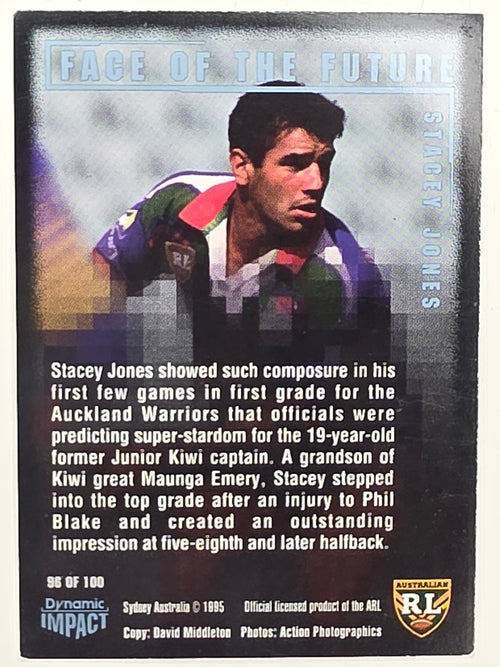 1995 Dynamic Series 3 Winfield Cup Tribute #096 Stacey Jones Auckland Warriors