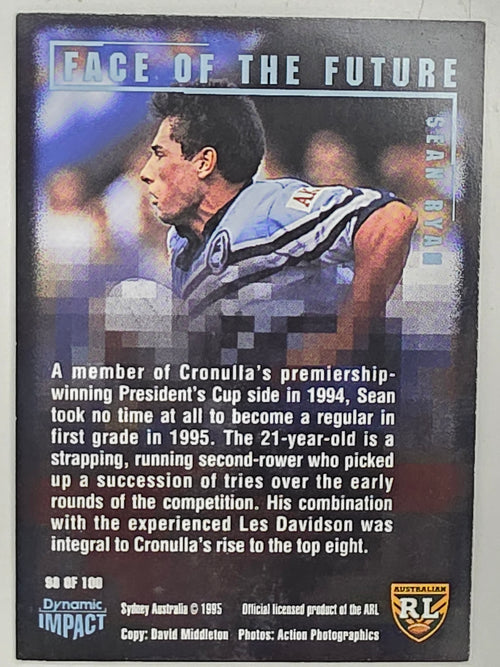 1995 Dynamic Series 3 Winfield Cup Tribute #098 Sean Ryan Cronulla Sutherland Sharks
