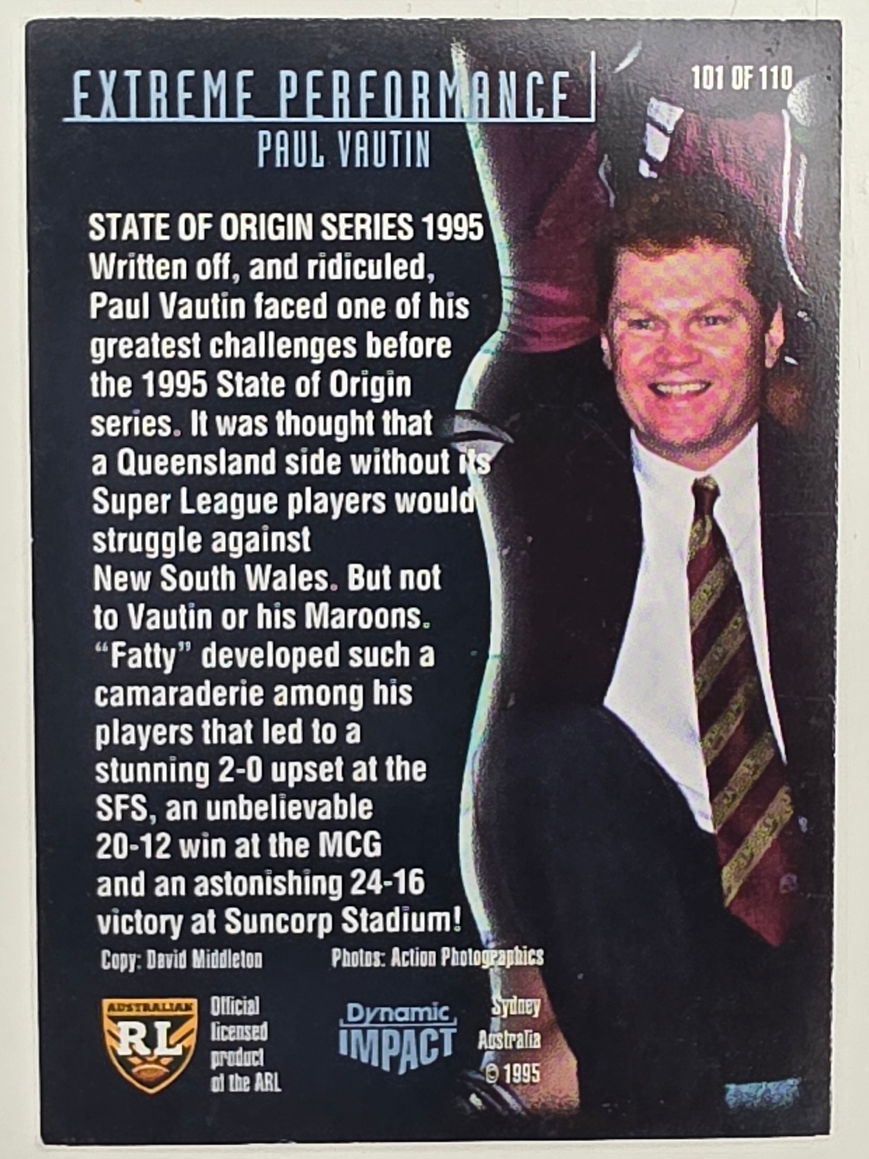 1995 Dynamic Series 3 Winfield Cup Tribute #101 Paul Vautin Queensland Maroons
