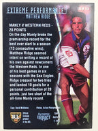 1995 Dynamic Series 3 Winfield Cup Tribute #103 Matthew Ridge Manly Warringah Sea Eagles