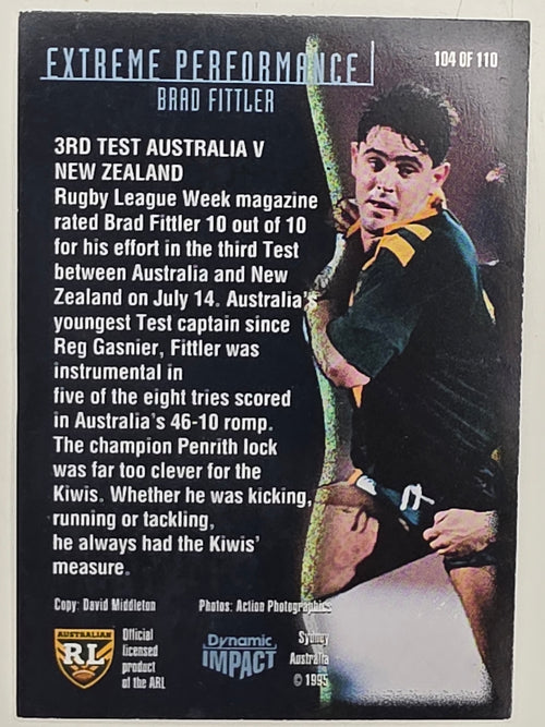 1995 Dynamic Series 3 Winfield Cup Tribute #104 Brad Fittler Australia Kangaroos