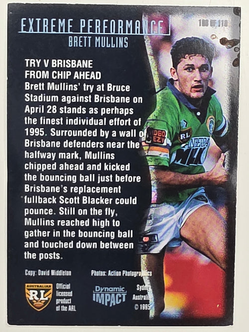 1995 Dynamic Series 3 Winfield Cup Tribute #106 Brett Mullins Canberra Raiders