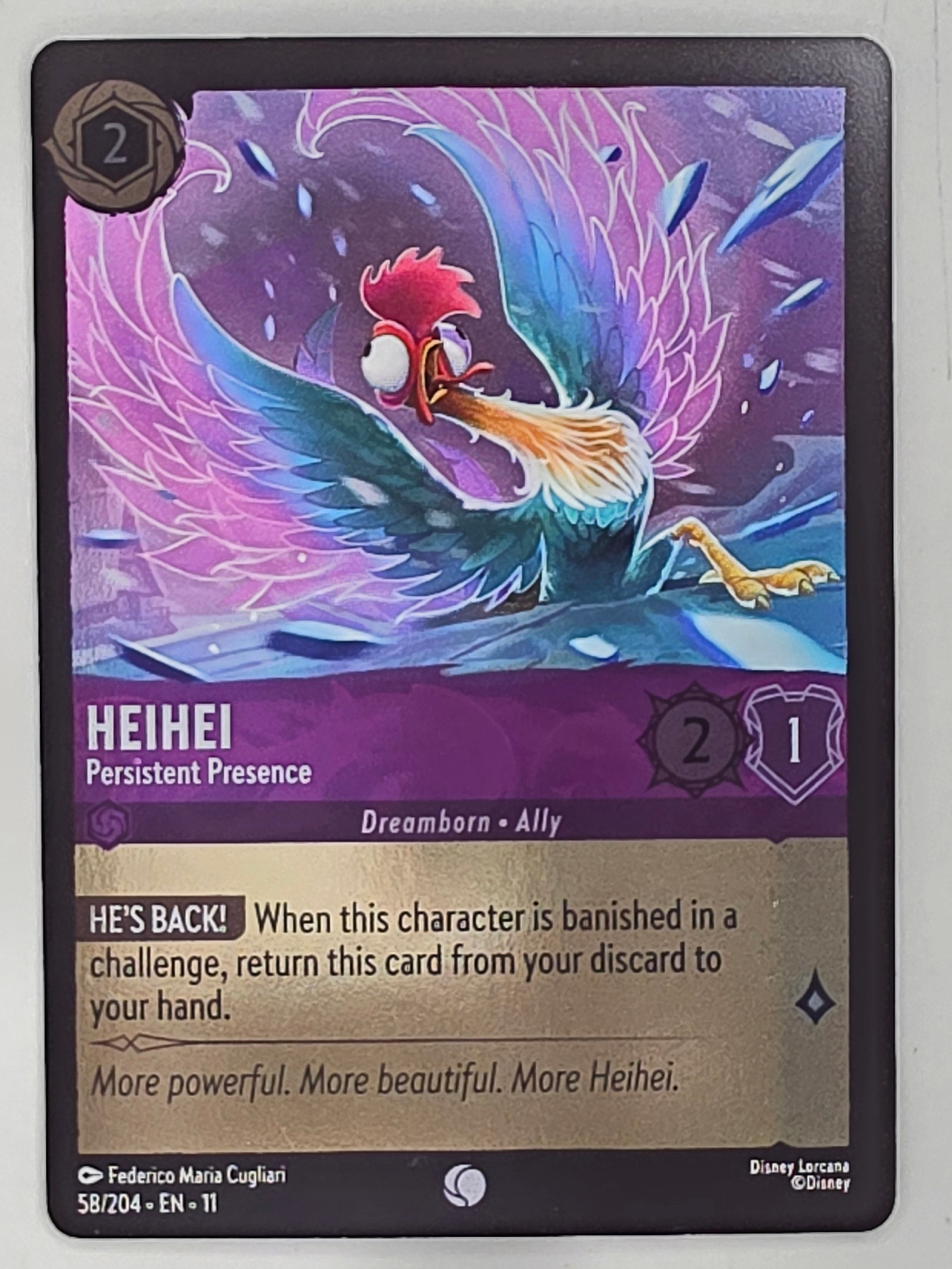 Disney Lorcana Winterspell COLDFOIL #58/204 HeiHei - Persistent Presence |Common