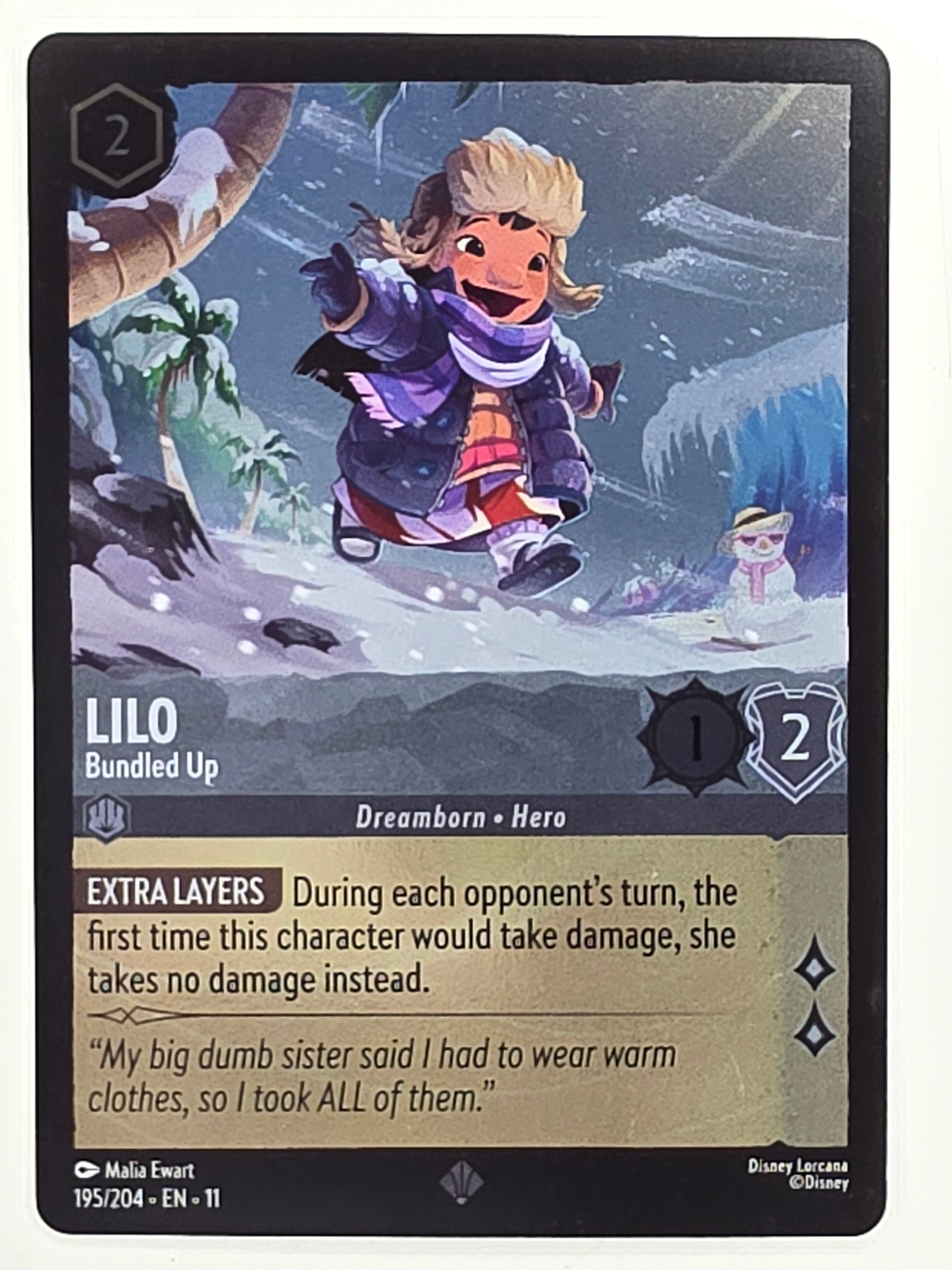 Disney Lorcana Winterspell COLDFOIL #195/204 Lilo - Bundled Up | Super Rare