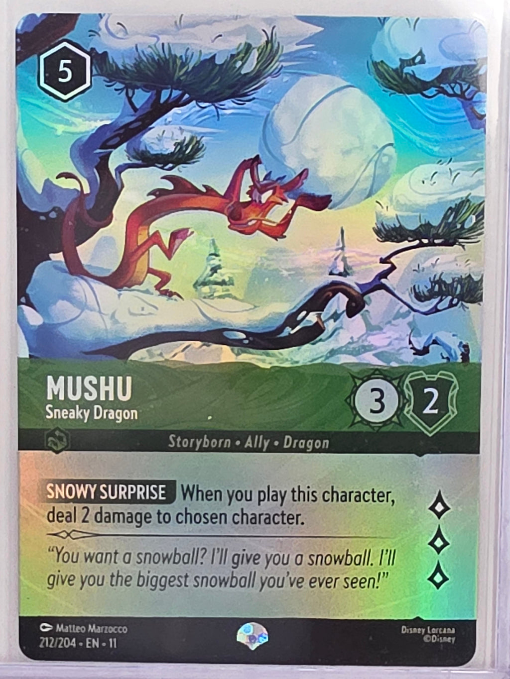 Disney Lorcana Winterspell #212/204 Mushu - Sneaky Dragon | Epic