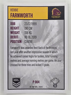 NRL 2022 Elite Silver Parallel #004 Herbie Farnworth Brisbane Broncos