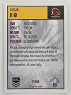 NRL 2022 Elite Silver Parallel #008 Jordan Riki Brisbane Broncos