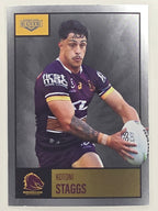 NRL 2022 Elite Silver Parallel #009 Kotoni Staggs Brisbane Broncos
