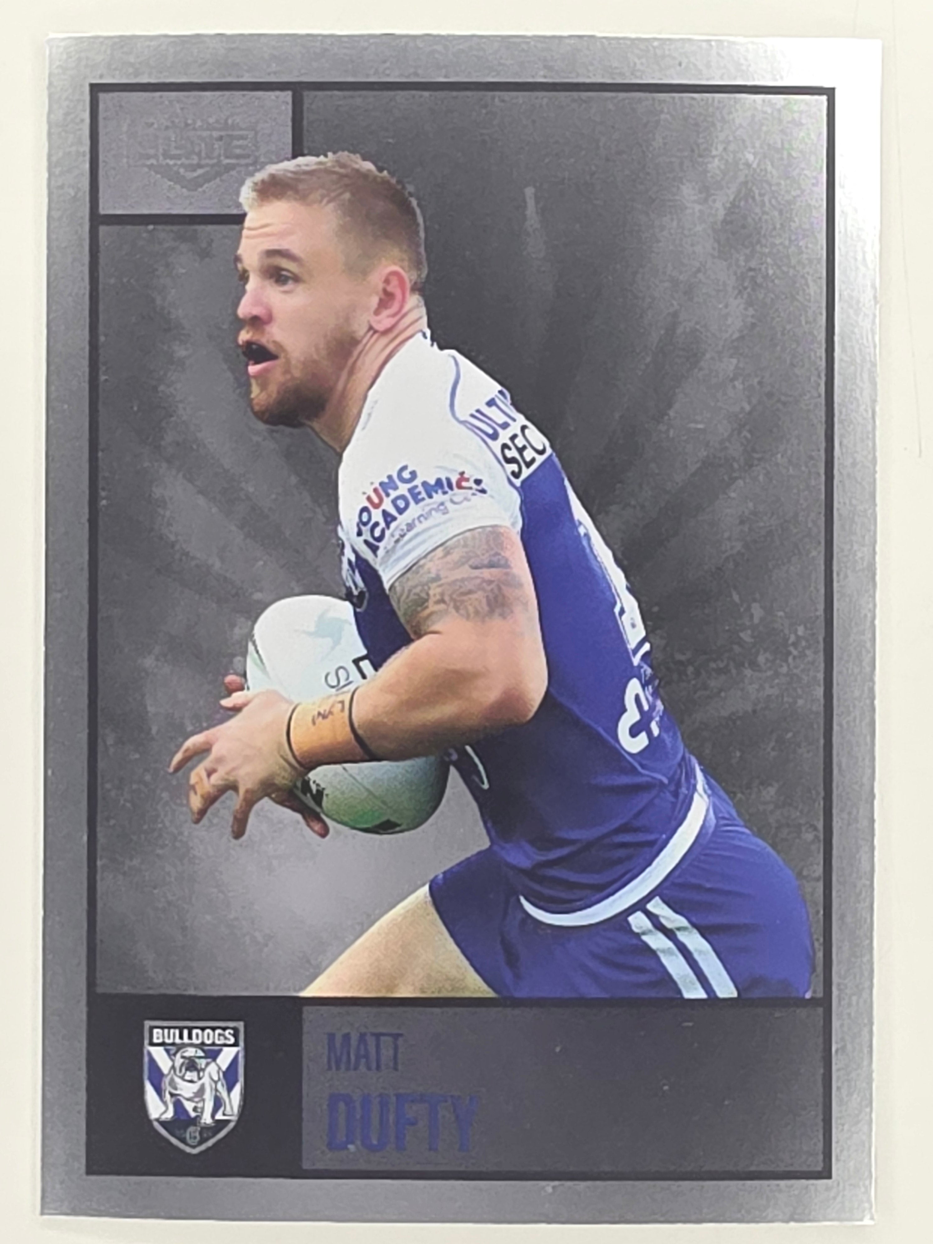 NRL 2022 Elite Silver Parallel #022 Matt Dufty Canterbury Bankstown Bulldogs
