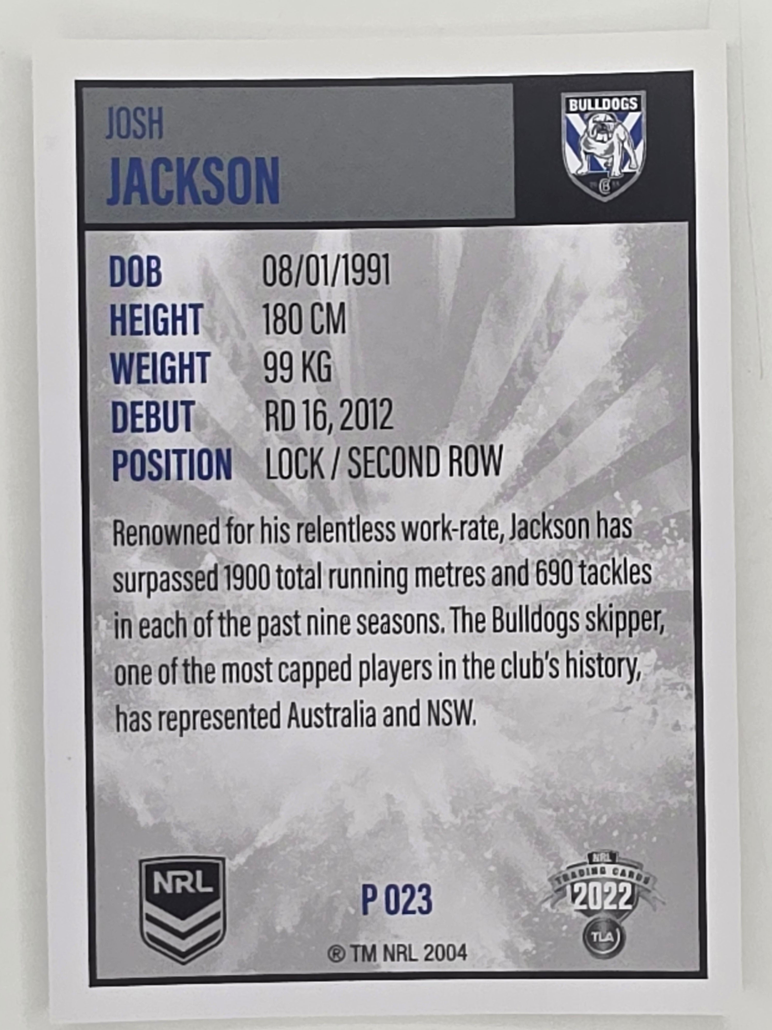 NRL 2022 Elite Silver Parallel #023 Josh Jackson Canterbury Bankstown Bulldogs