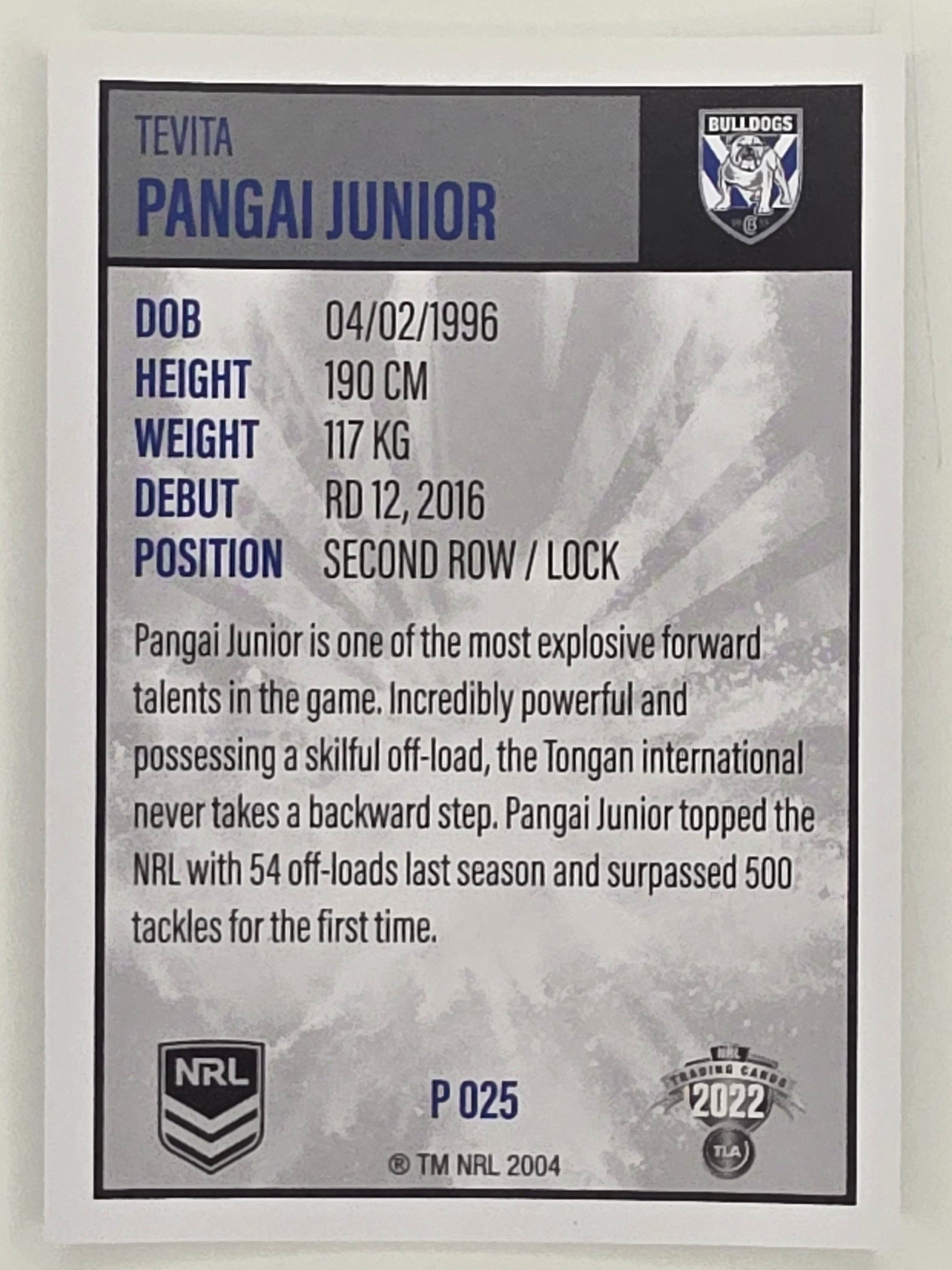 NRL 2022 Elite Silver Parallel #025 Tevita Pangai Junior Canterbury Bankstown Bulldogs