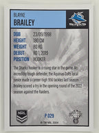NRL 2022 Elite Silver Parallel #029 Blayke Brailey Cronulla Sutherland Sharks
