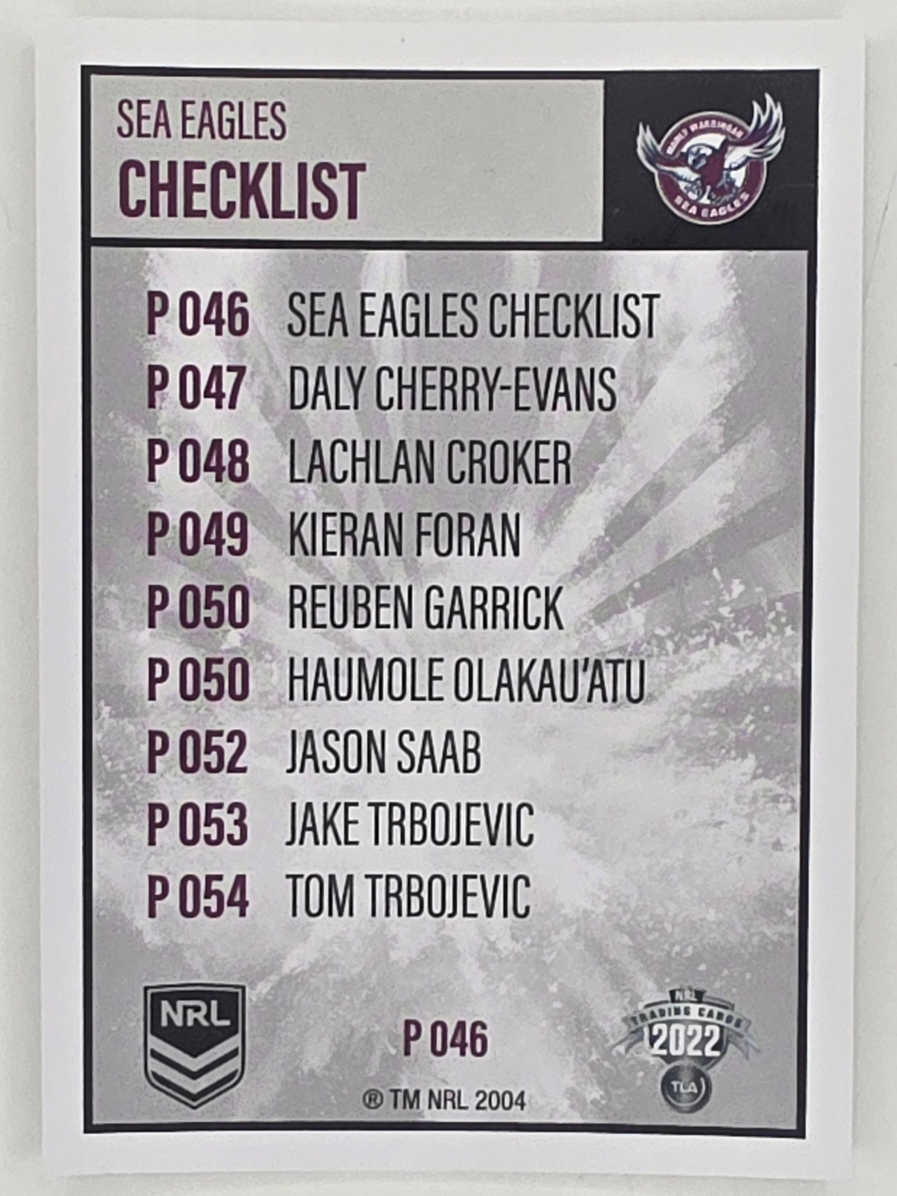 NRL 2022 Elite Silver Parallel #046 Sea Eagles Checklist Manly Warringah Sea Eagles