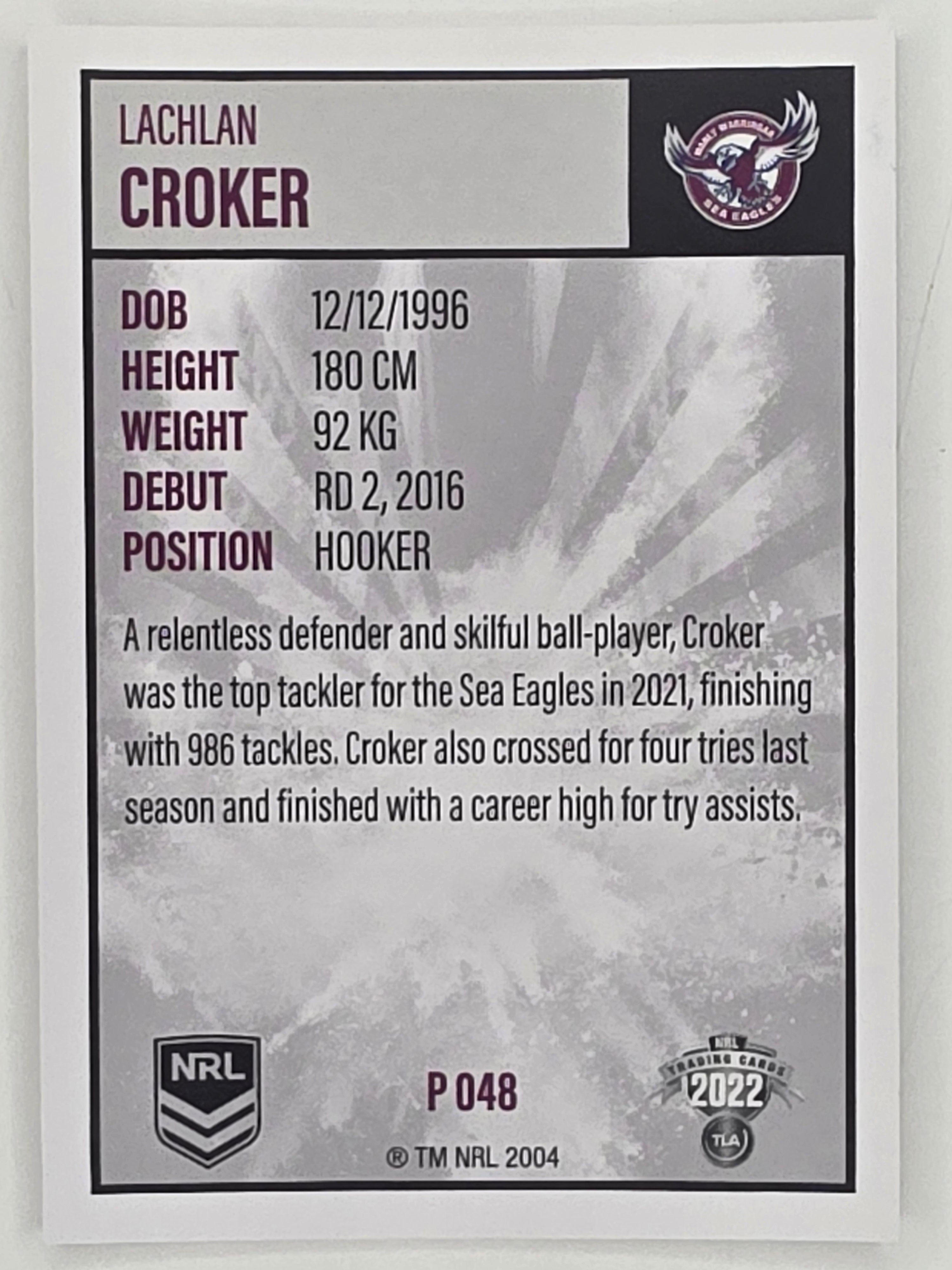 NRL 2022 Elite Silver Parallel #048 Lachlan Croker Manly Warringah Sea Eagles