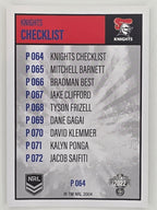 NRL 2022 Elite Silver Parallel #064 Knights Checklist Newcastle Knights