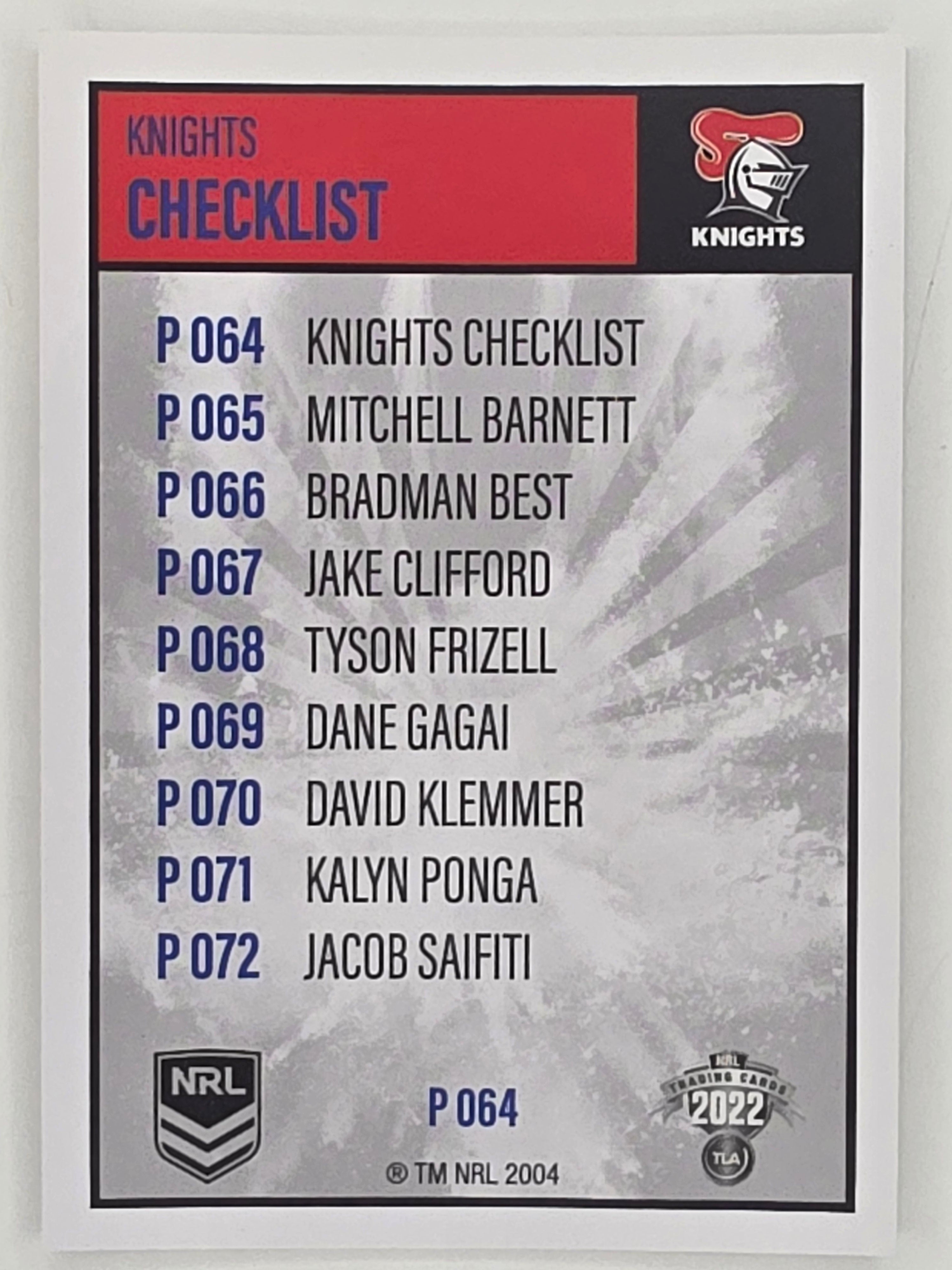 NRL 2022 Elite Silver Parallel #064 Knights Checklist Newcastle Knights