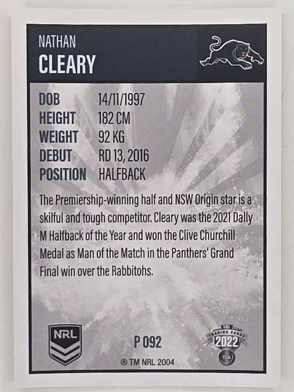 NRL 2022 Elite Silver Parallel #092 Nathan Cleary Penrith Panthers