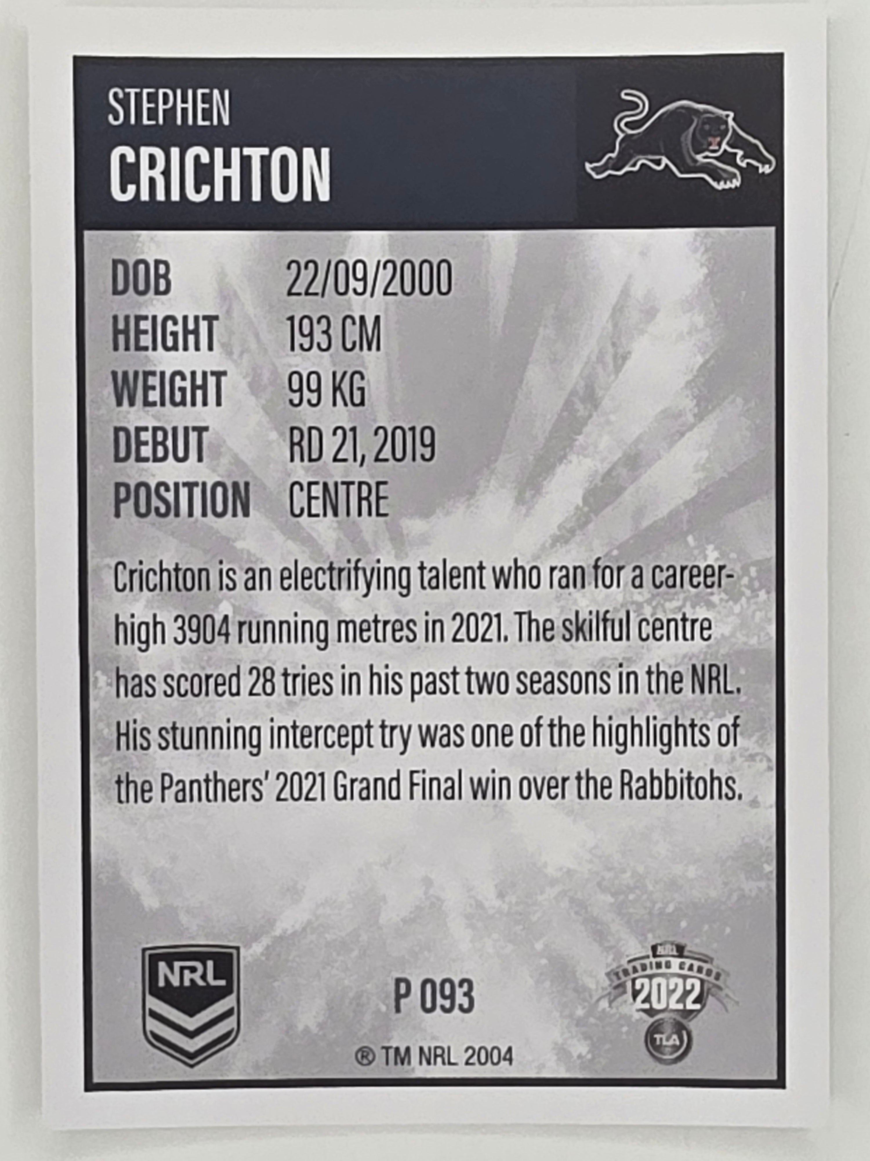NRL 2022 Elite Silver Parallel #093 Stephen Crichton Penrith Panthers