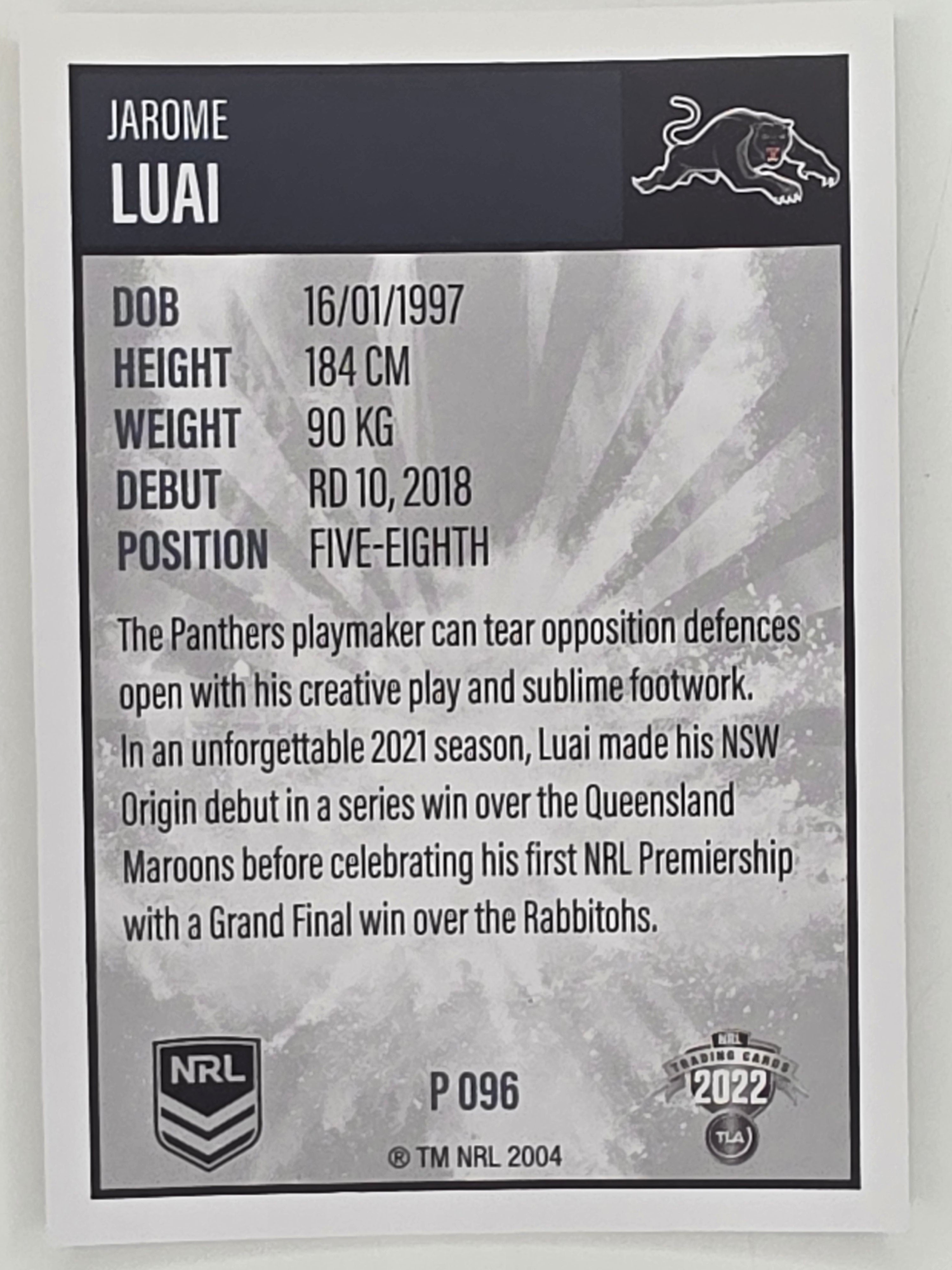 NRL 2022 Elite Silver Parallel #096 Jarome Luai Penrith Panthers