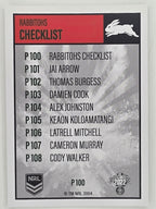 NRL 2022 Elite Silver Parallel #100 Rabbitohs Checklist South Sydney Rabbitohs