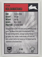 NRL 2022 Elite Silver Parallel #105 Keaon Koloamatangi South Sydney Rabbitohs