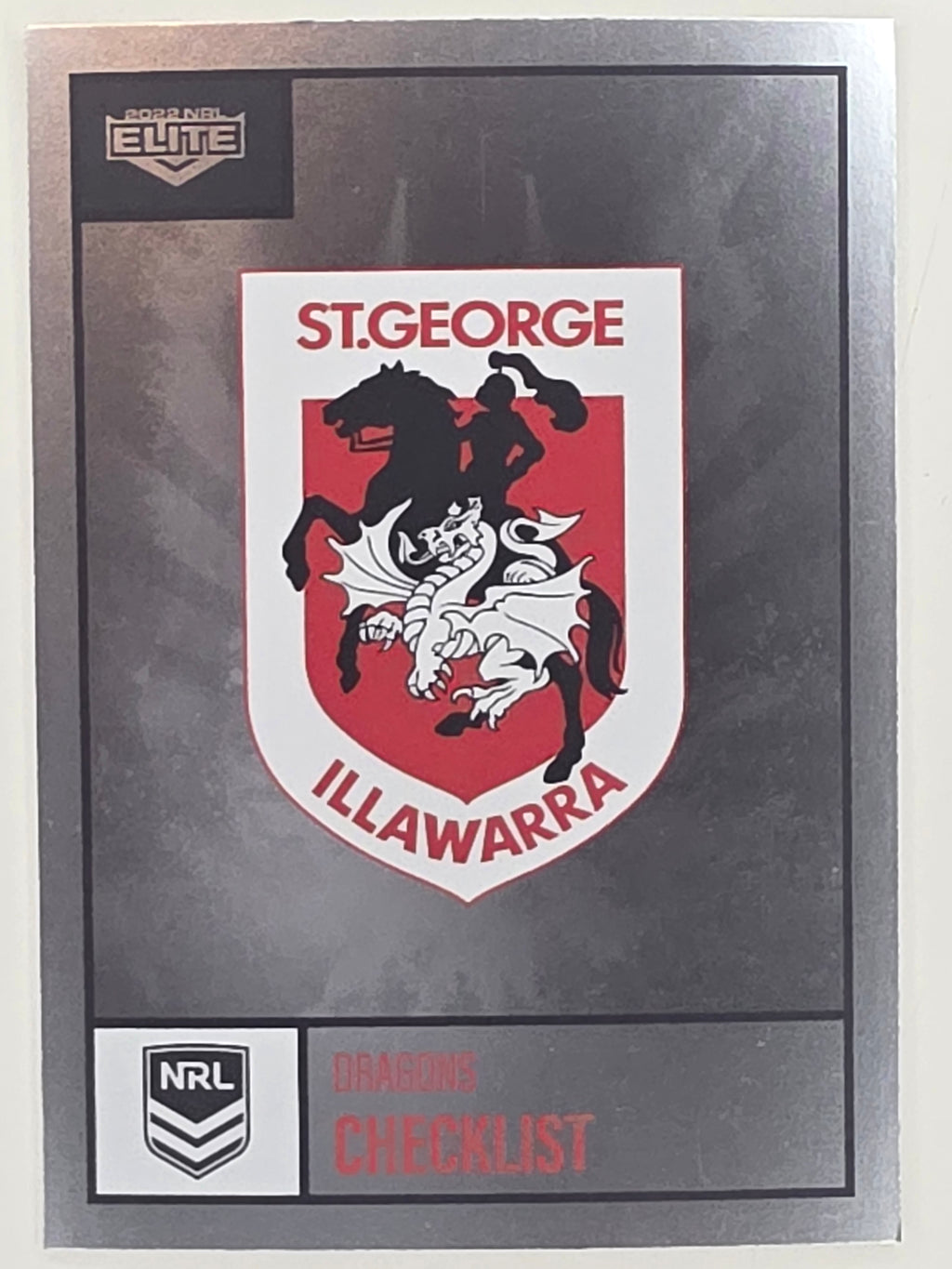NRL 2022 Elite Silver Parallel #109 Dragons Checklist St George Illawarra Dragons