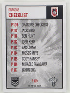 NRL 2022 Elite Silver Parallel #109 Dragons Checklist St George Illawarra Dragons