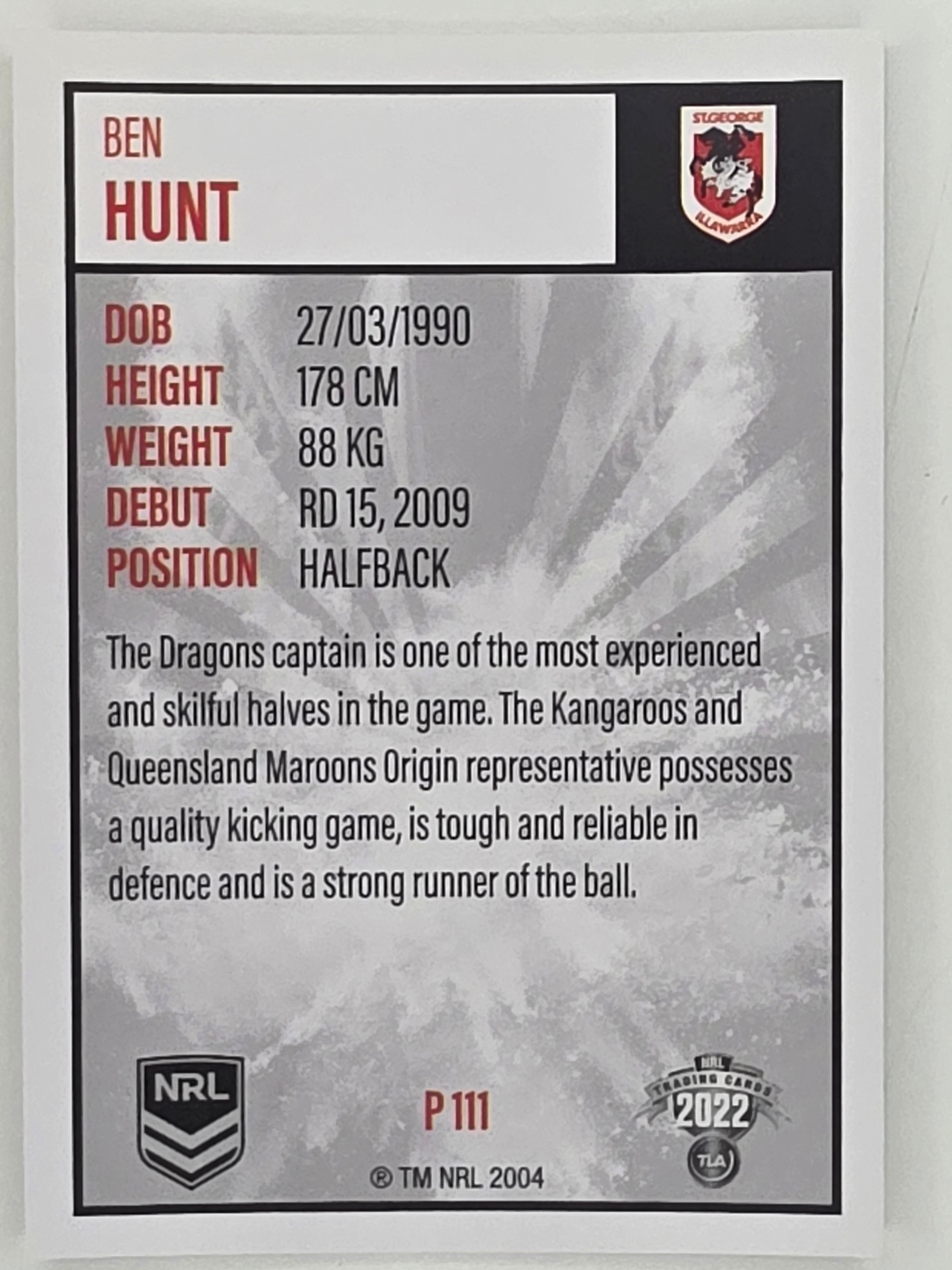 NRL 2022 Elite Silver Parallel #111 Ben Hunt St George Illawarra Dragons