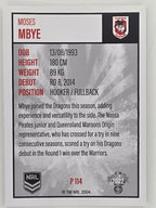 NRL 2022 Elite Silver Parallel #114 Moses Mbye St George Illawarra Dragons