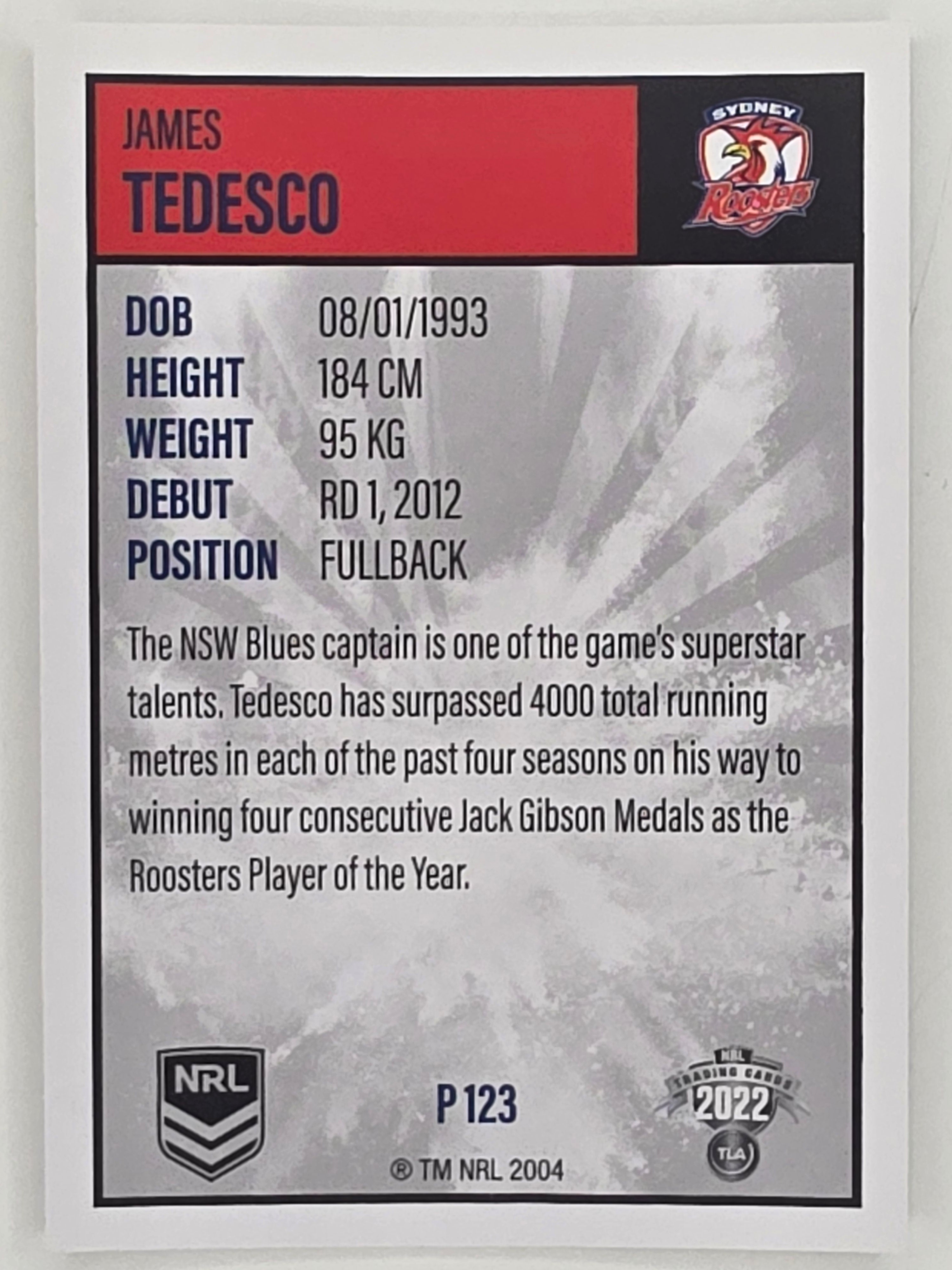 NRL 2022 Elite Silver Parallel #123 James Tedesco Sydney Roosters