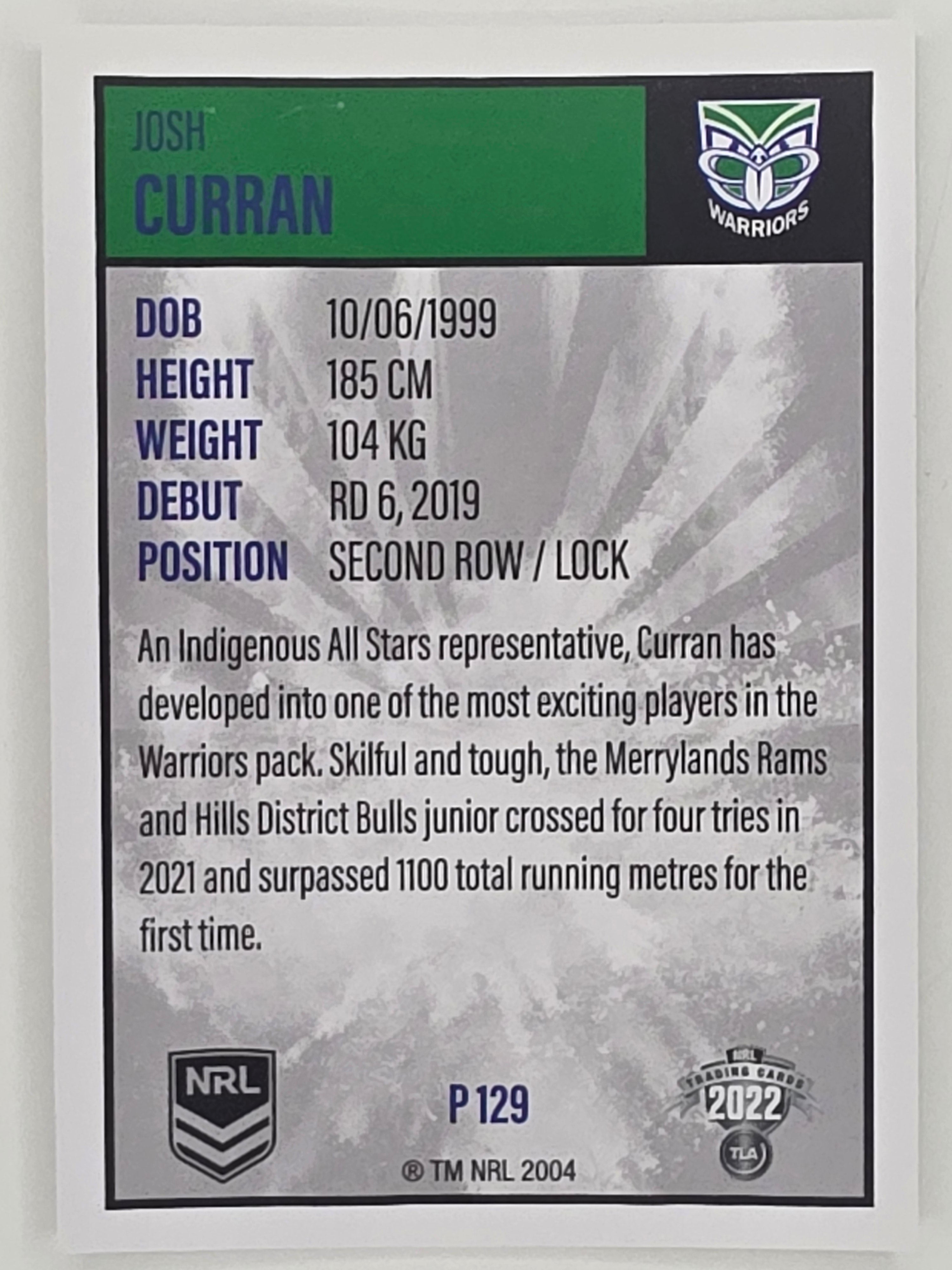 NRL 2022 Elite Silver Parallel #129 Josh Curran New Zealand Warriors