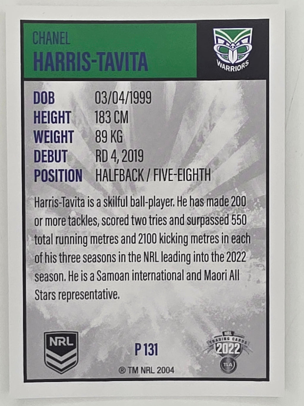 NRL 2022 Elite Silver Parallel #131 Chanel Harris-Tavita New Zealand Warriors