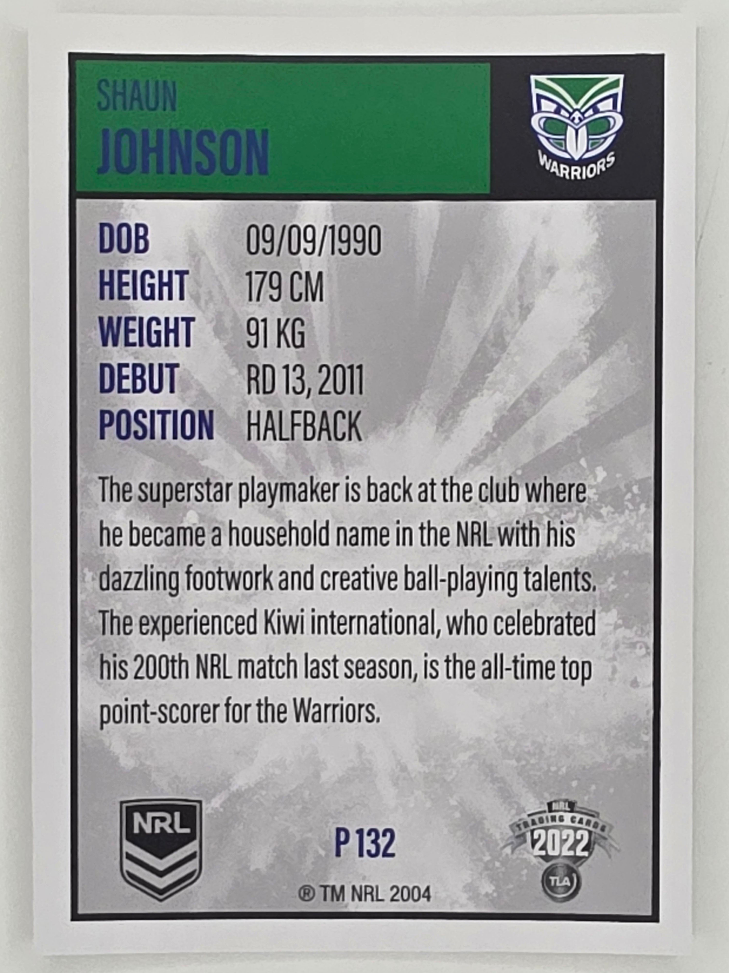 NRL 2022 Elite Silver Parallel #132 Shaun Johnson New Zealand Warriors