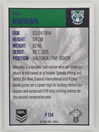 NRL 2022 Elite Silver Parallel #134 Kodi Nikorima New Zealand Warriors