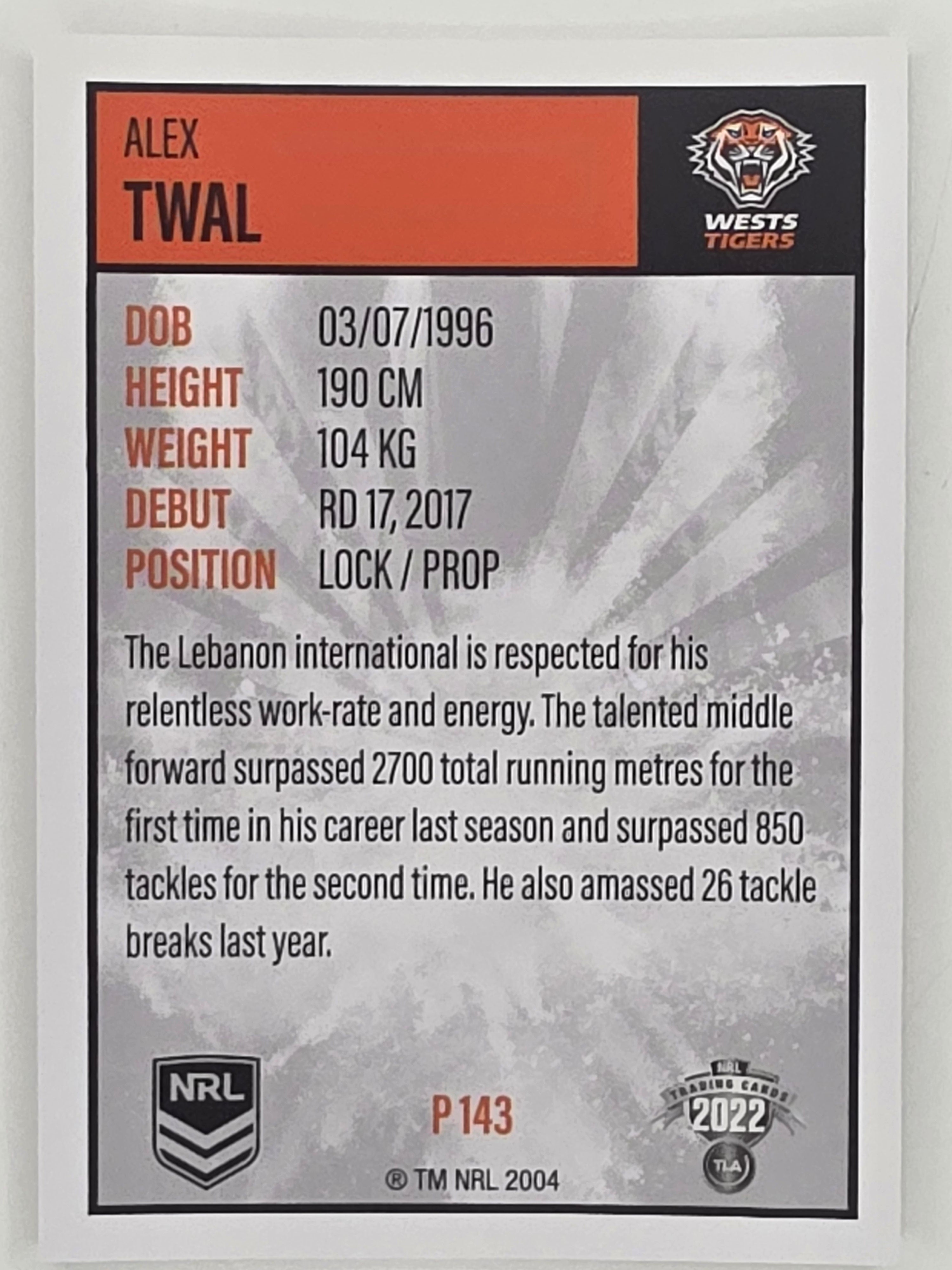 NRL 2022 Elite Silver Parallel #143 Alex Twal Wests Tigers