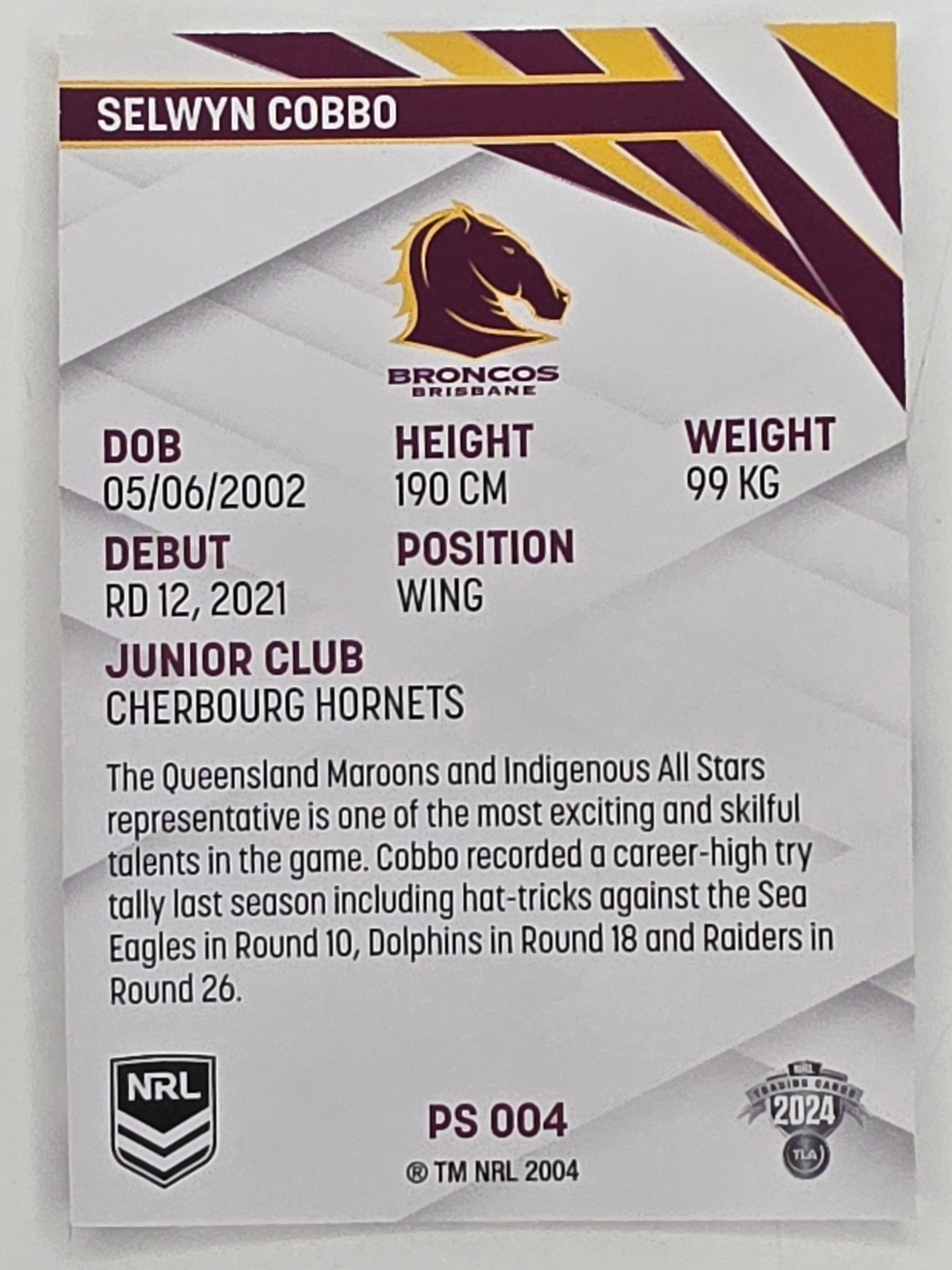 NRL 2024 Traders Pearl Parallel #004 Selwyn Cobbo Brisbane Broncos