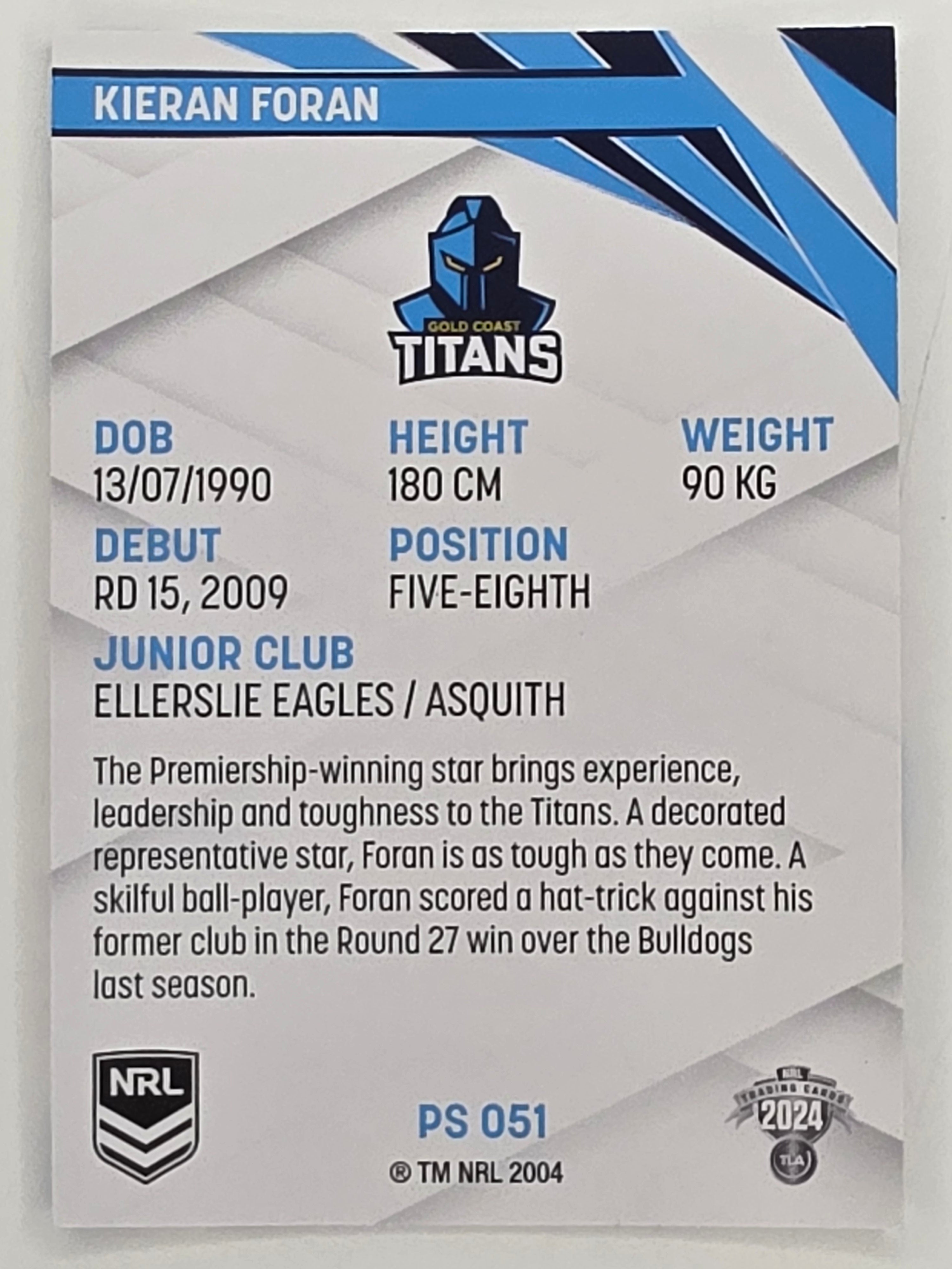 NRL 2024 Traders Pearl Parallel #051 Kieran Foran Gold Coast Titans