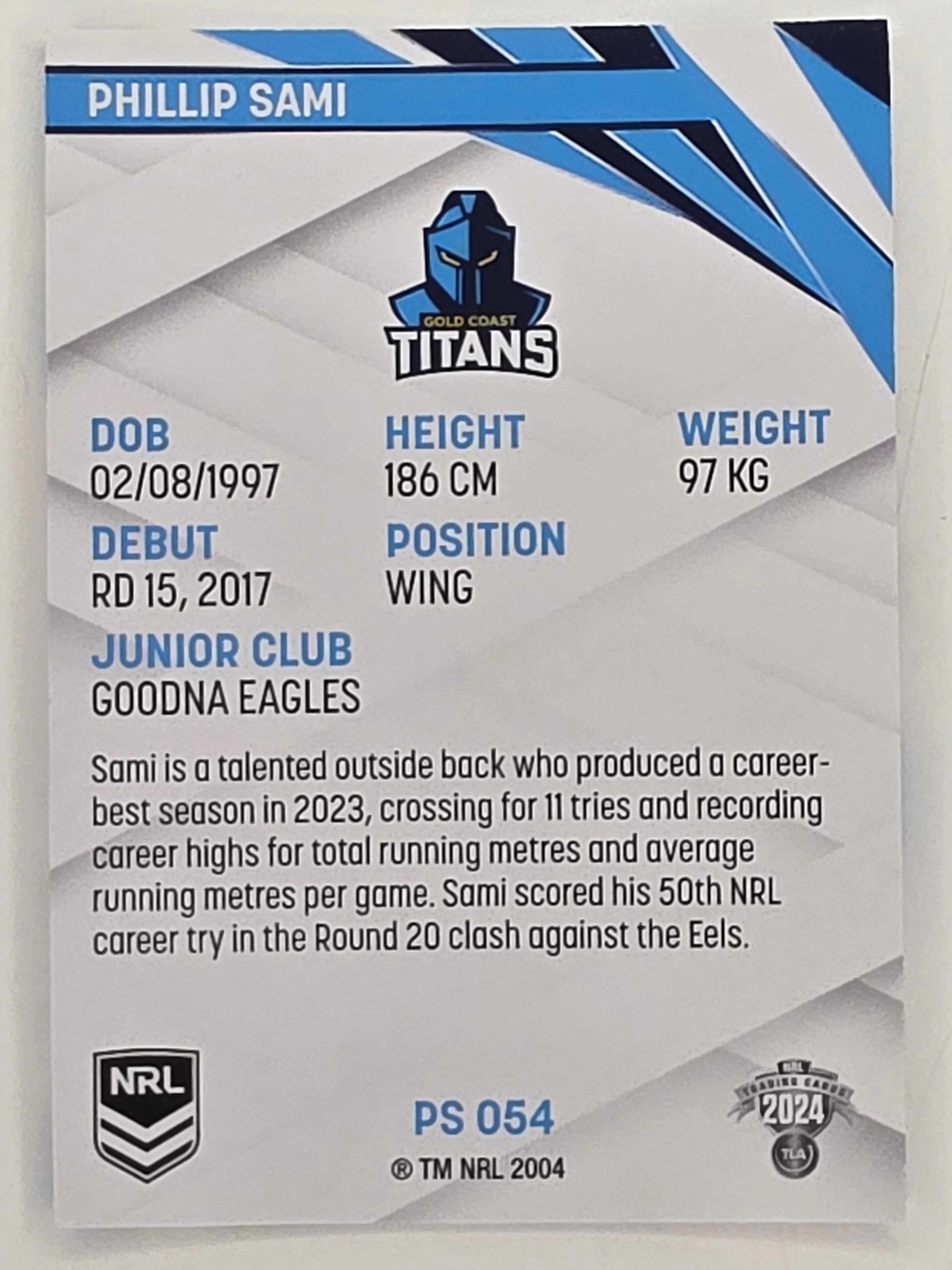 NRL 2024 Traders Pearl Parallel #054 Phillip Sami Gold Coast Titans
