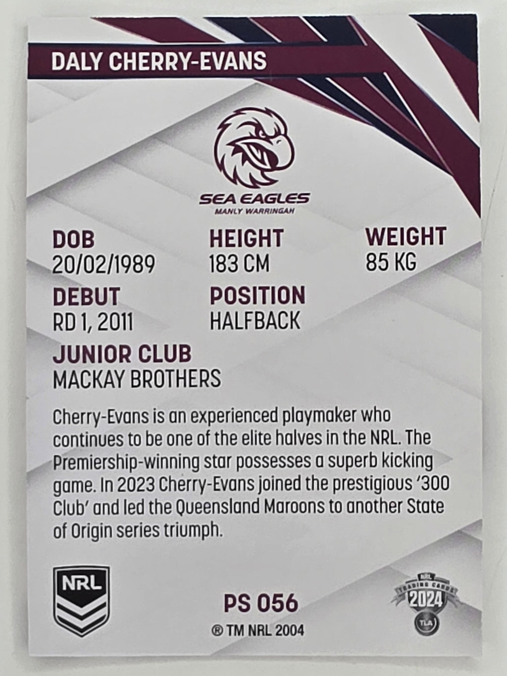 NRL 2024 Traders Pearl Parallel #056 Daly Cherry-Evans Manly Warringah Sea Eagles