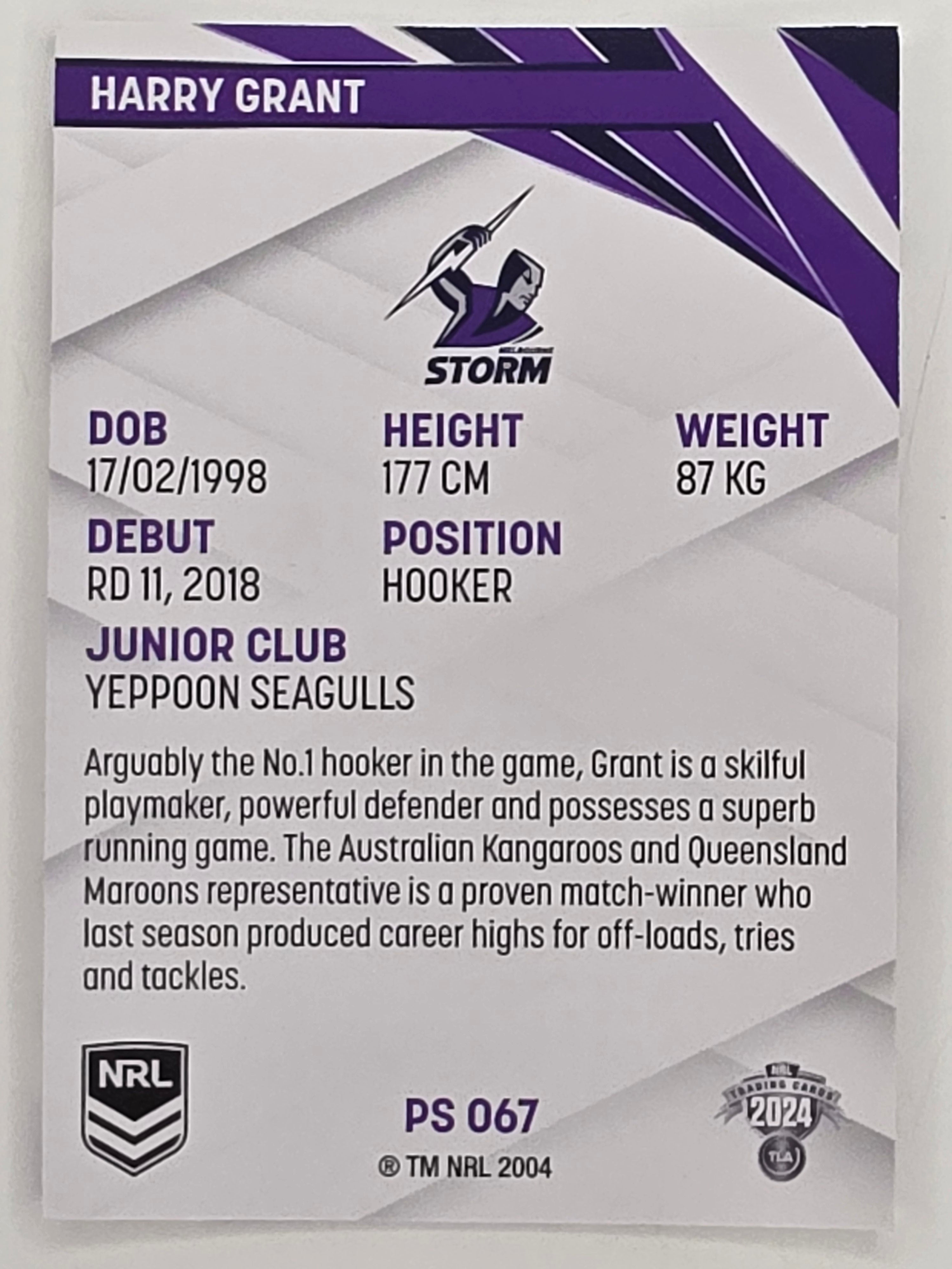 NRL 2024 Traders Pearl Parallel #067 Harry Grant Melbourne Storm