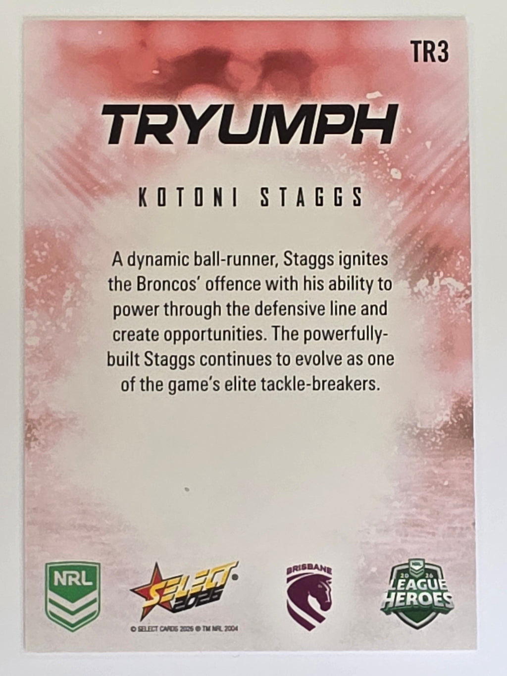 NRL 2026 League Heroes | Tryumph | #TR3 | Kotoni Staggs | Brisbane Broncos