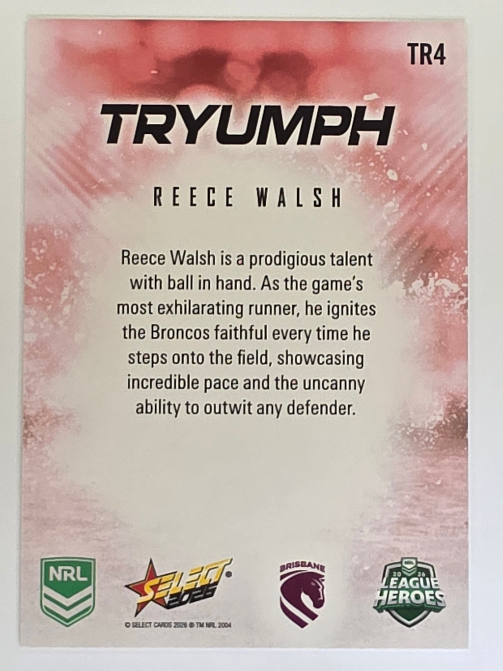 NRL 2026 League Heroes | Tryumph | #TR4 | Reece Walsh | Brisbane Broncos