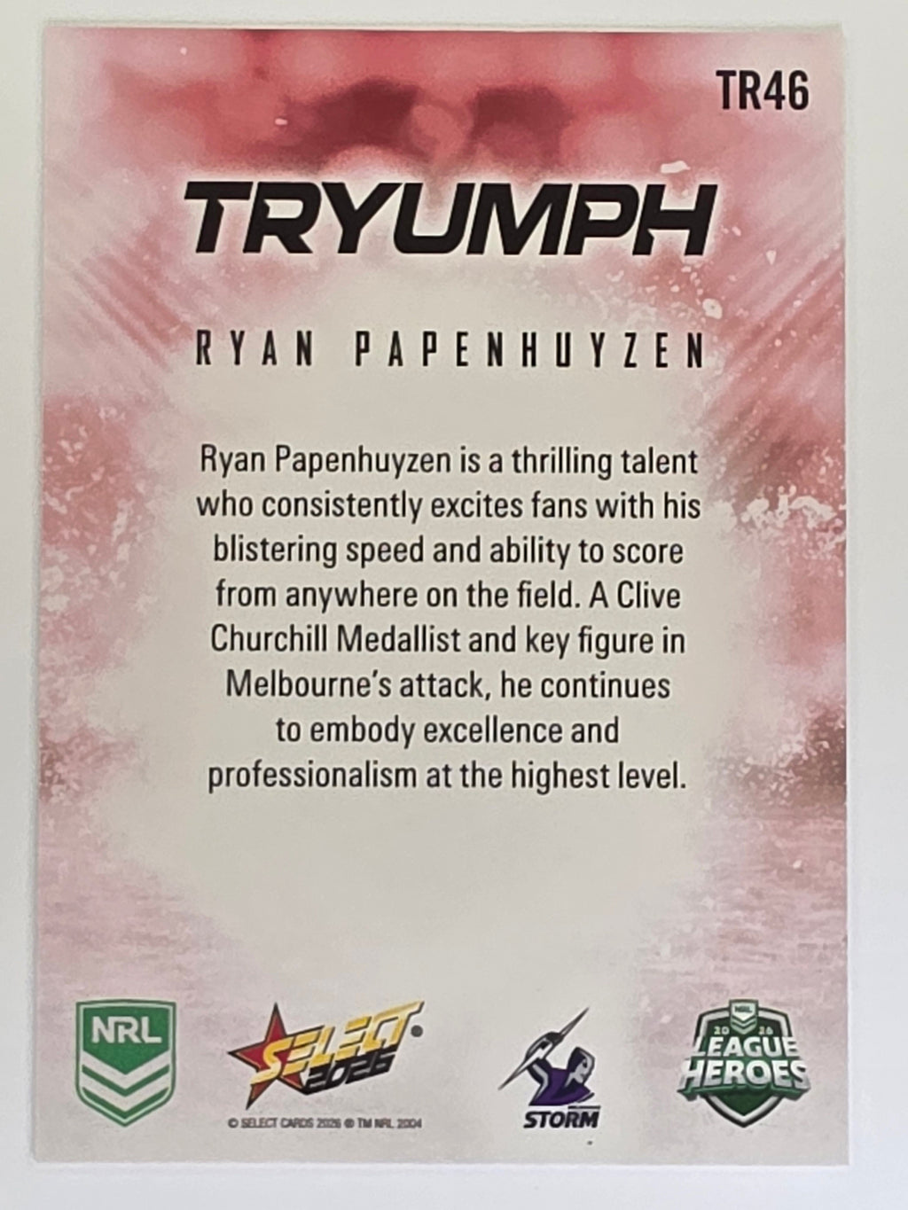 NRL 2026 League Heroes | Tryumph | #TR46 | Ryan Papenhuyzen | Melbourne Storm