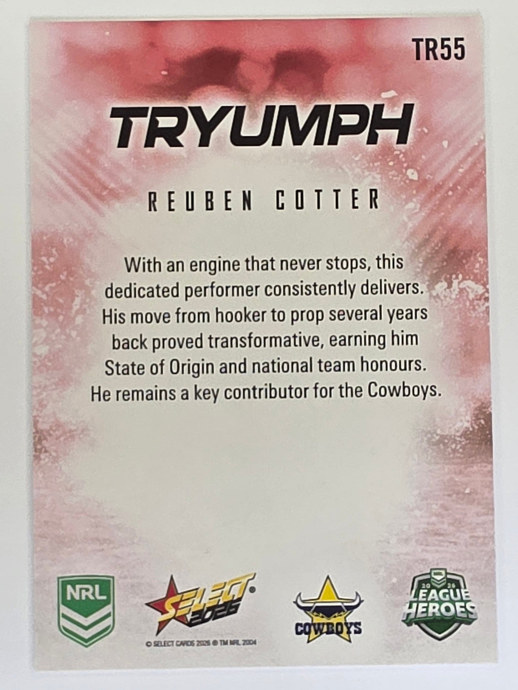 NRL 2026 League Heroes | Tryumph | #TR55 |Reuben Cotter |North Queensland Cowboys
