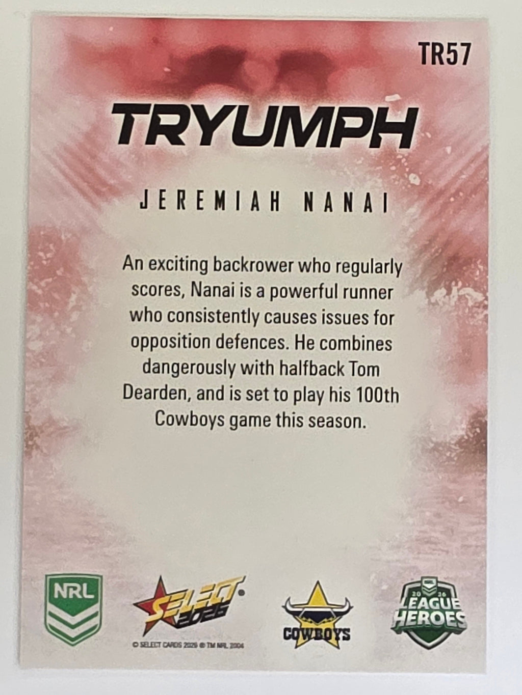 NRL 2026 League Heroes | Tryumph | #TR57 |Jeremiah Nanai |North Queensland Cowboys