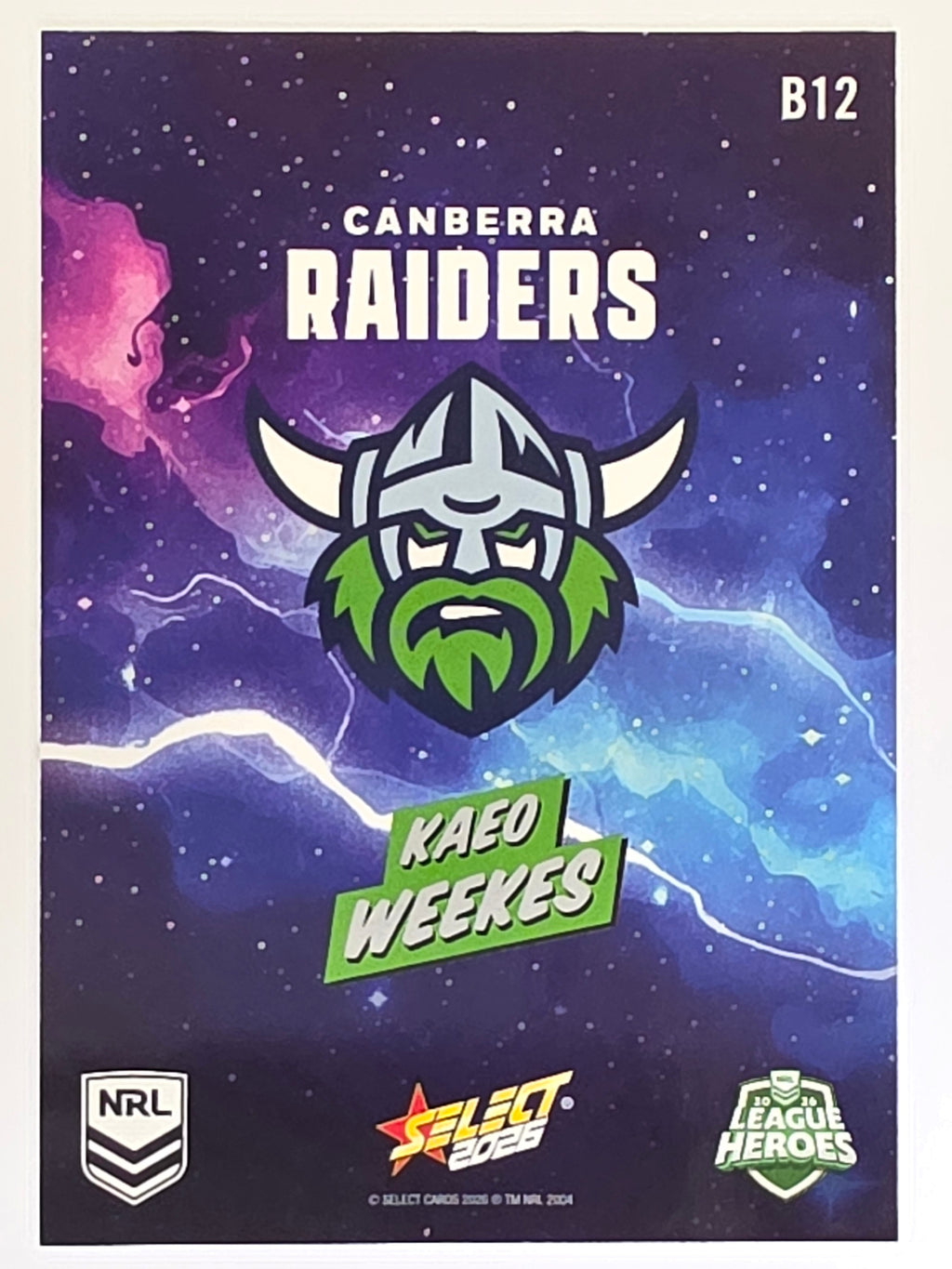 NRL 2026 League Heroes | Bang | #B12 | Kaeo Weekes | Canberra Raiders