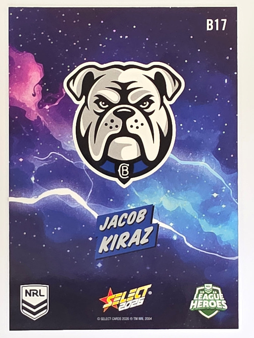 NRL 2026 League Heroes | Bang | #B17 | Jacob Kiraz | Canterbury Bulldogs