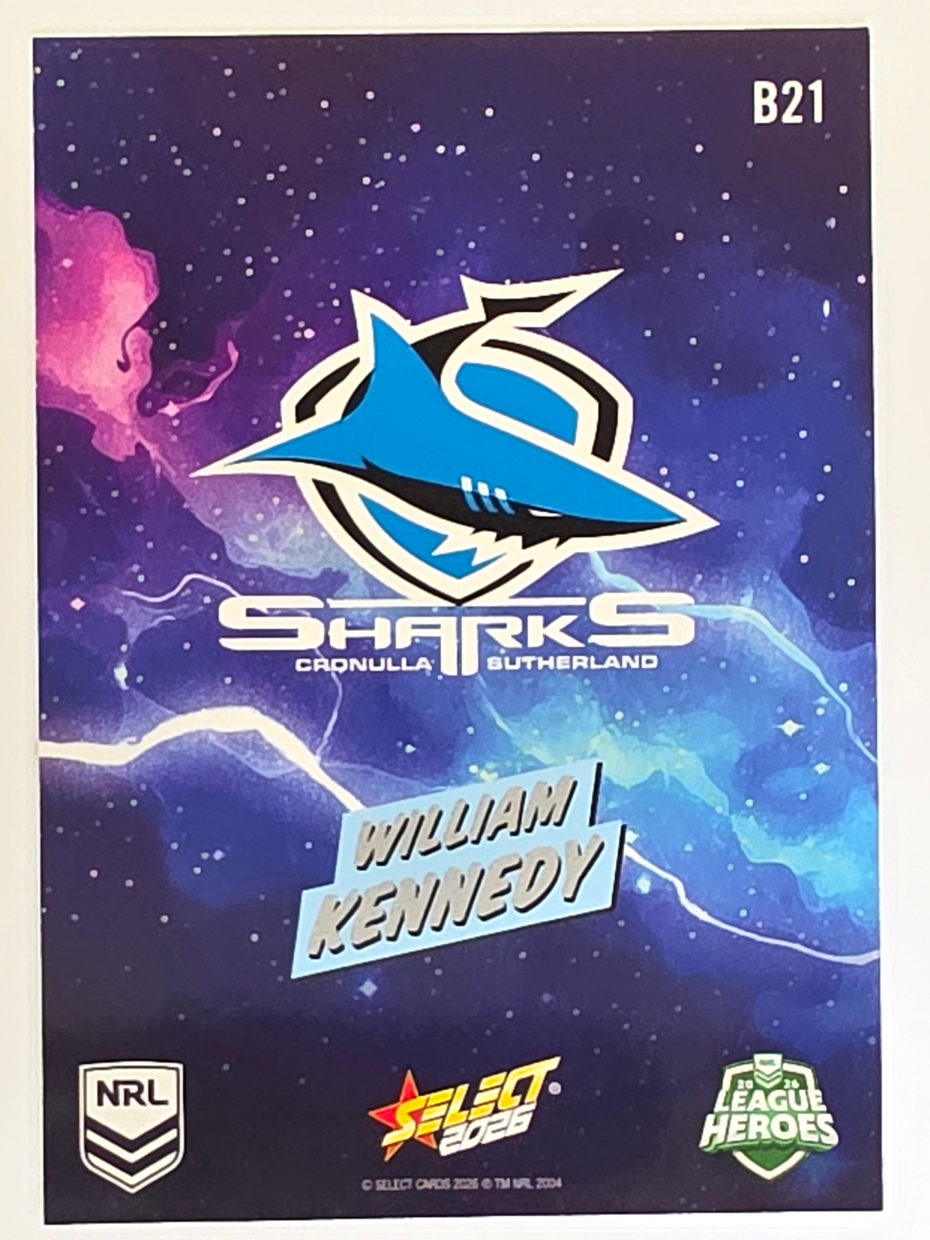 NRL 2026 League Heroes | Bang | #B21 | William Kennedy | Cronulla Sharks