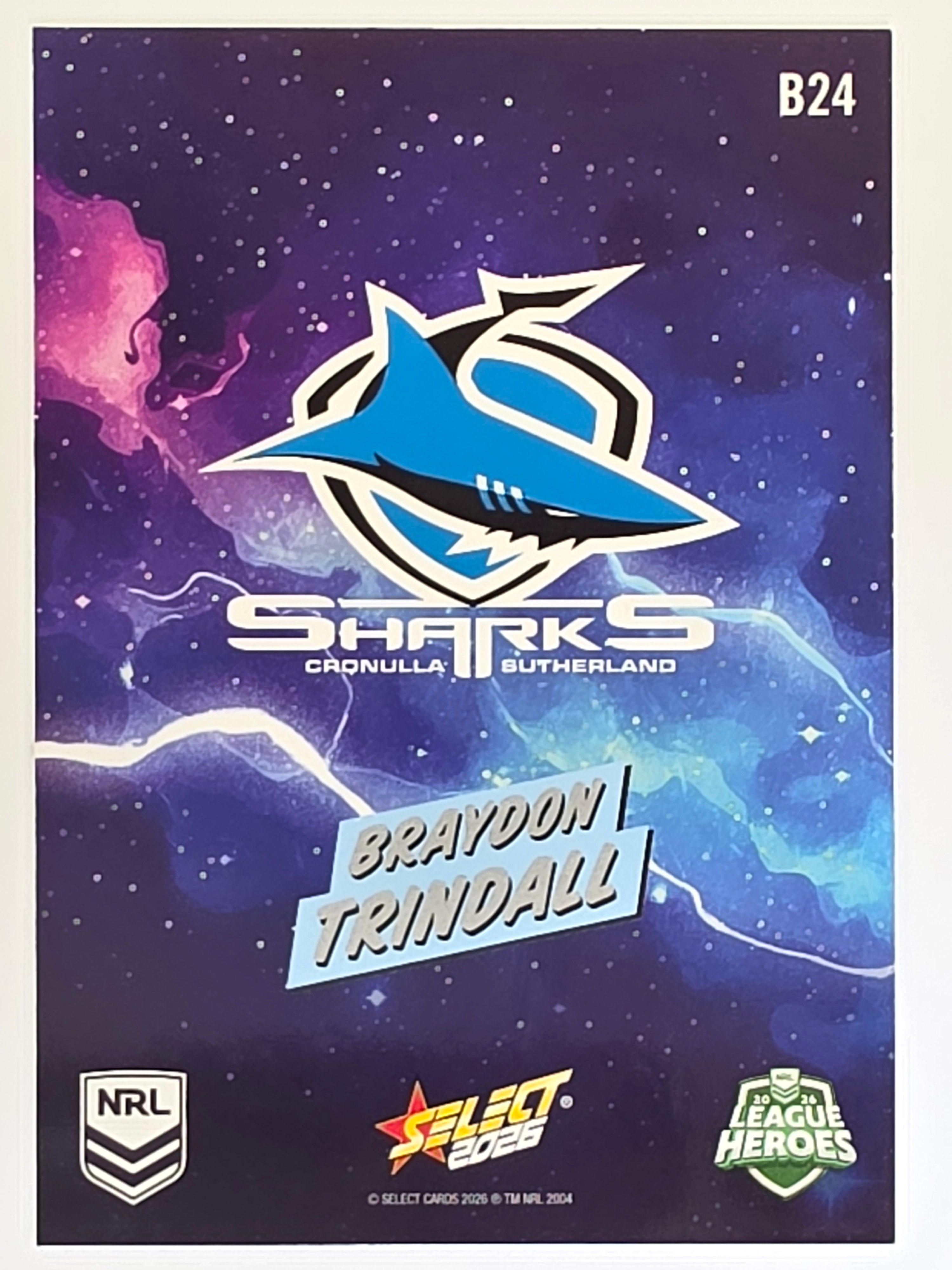 NRL 2026 League Heroes | Bang | #B24 | Braydon Trindall | Cronulla Sharks
